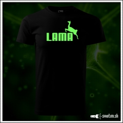 Originálne čierne svietiace tričko Lama