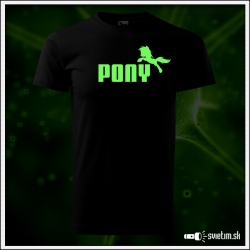 Originálne čierne svietiace tričko Pony