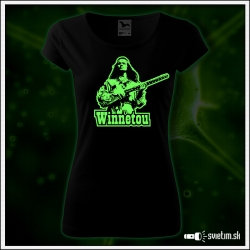 Dámske retro tričko Winnetou s puškou so svietiacou fosforovou potlačou darček pre ženy