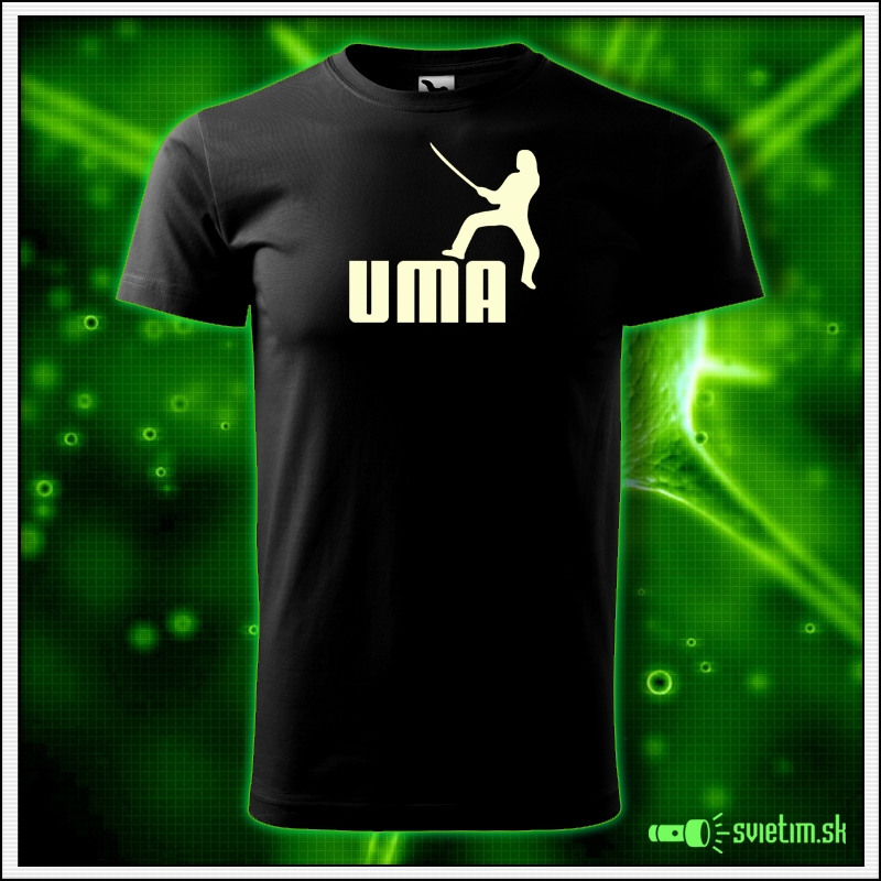 Svietiace unisex tričko Uma, čierne vtipné tričko
