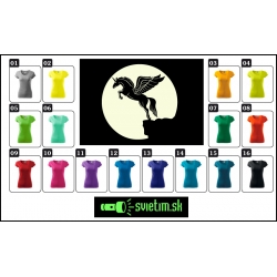 Dámske farebné tričko Jednorožec so svietiacou potlačou Jednorožca na tričku s Jednorožcom