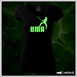 Dámske originálne čierne svietiace tričko Uma