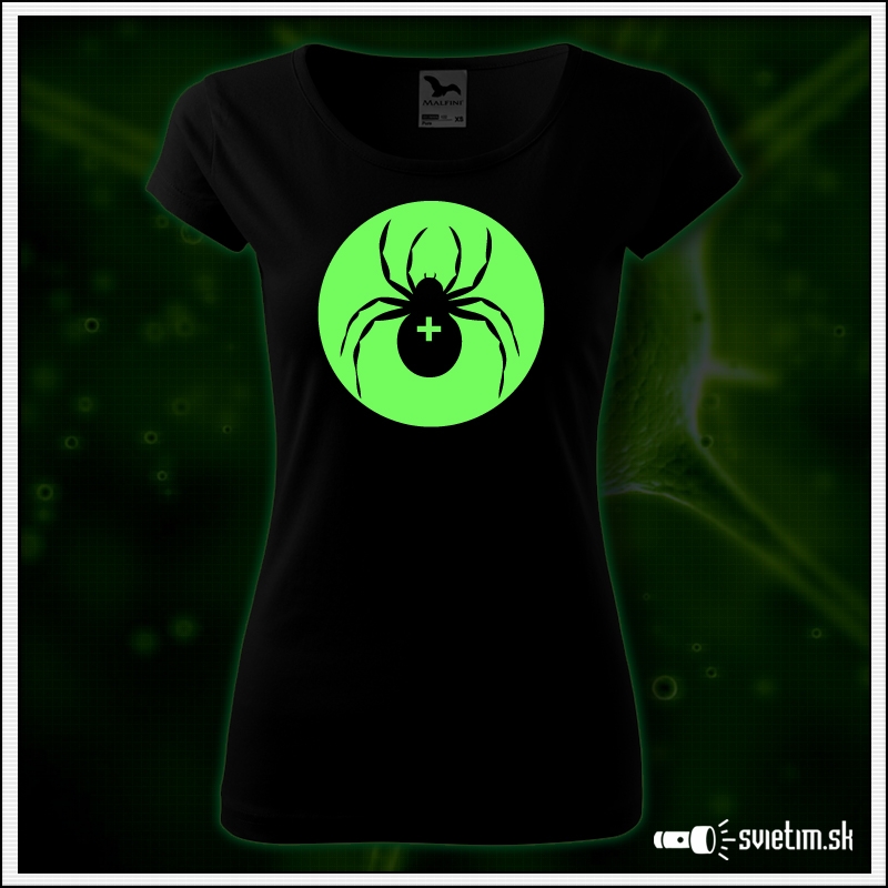 Dámske svietiace tričká PAVÚK so svietiacou potlačou tričko s pavúkom darček k narodeninám vianoce oslavu