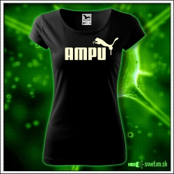 Svietiace dámske tričko Ampu, čierne vtipné tričko