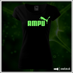 Dámske originálne čierne svietiace tričko Ampu
