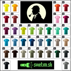 Pánske farebné tričko SHERLOCK HOLMES so svietiacou potlačou SHERLOCKA na tričku s SHERLOCKOM