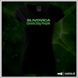 Dámske originálne čierne svietiace tričko s alkoholovým motívom Slivovica