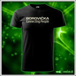 Svietiace unisex tričko Borovička, čierne vtipné alkoholové tričko