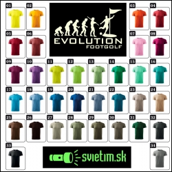 farebné svietiace tričko Evolúcia footgolfu, vtipné tričká textil s potlačou pre golfistu