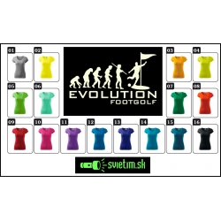 dámske farebné svietiace tričko Evolúcia footgolfu, vtipné tričká s potlačou