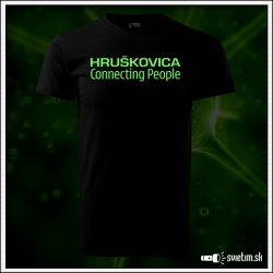 Originálne čierne svietiace tričko s motívom alkohol Hruškovica connecting people