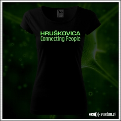 Dámske originálne čierne svietiace tričko s alkoholovým motívom Hruškovica