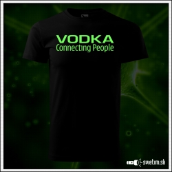 Originálne čierne svietiace tričko s motívom alkohol Vodka connecting people