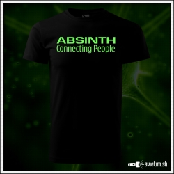 Originálne čierne svietiace tričko s motívom alkohol Absinth connecting people