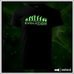 Originálne čierne svietiace tričko s motívom Evolúcia počítača