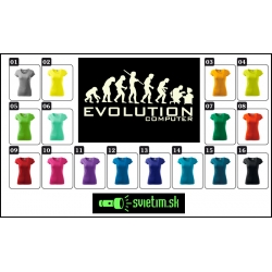 dámske farebné svietiace tričko Evolution computer, vtipné tričká s potlačou