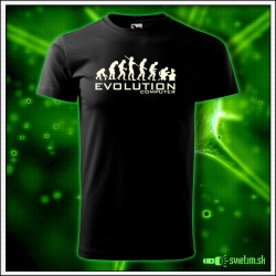 Svietiace počítačové detské tričko Evolution computer, čierne vtipné tričko