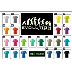 detské farebné svietiace tričká Evolution computer, vtipné tričká s potlačou