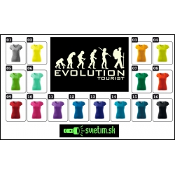 dámske farebné svietiace tričko Evolution tourist, vtipné tričká s potlačou