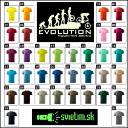 farebné svietiace tričko Evolution mountain biking, vtipné tričká s potlačou