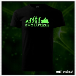 Originálne čierne svietiace tričko s motívom Evolúcia motorky