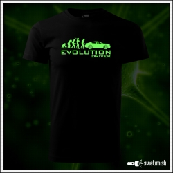 Originálne čierne svietiace tričko s motívom Evolúcia šoféra