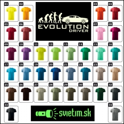 farebné svietiace tričko Evolution driver, vtipné tričká s potlačou