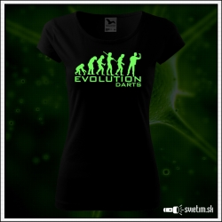 Dámske originálne čierne svietiace tričko so športovým motívom Evolúcia šípiek