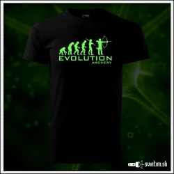 Originálne čierne svietiace tričko s motívom Evolúcia lukostrelby