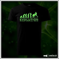 Originálne čierne svietiace tričko s motívom Evolution mixed martial arts