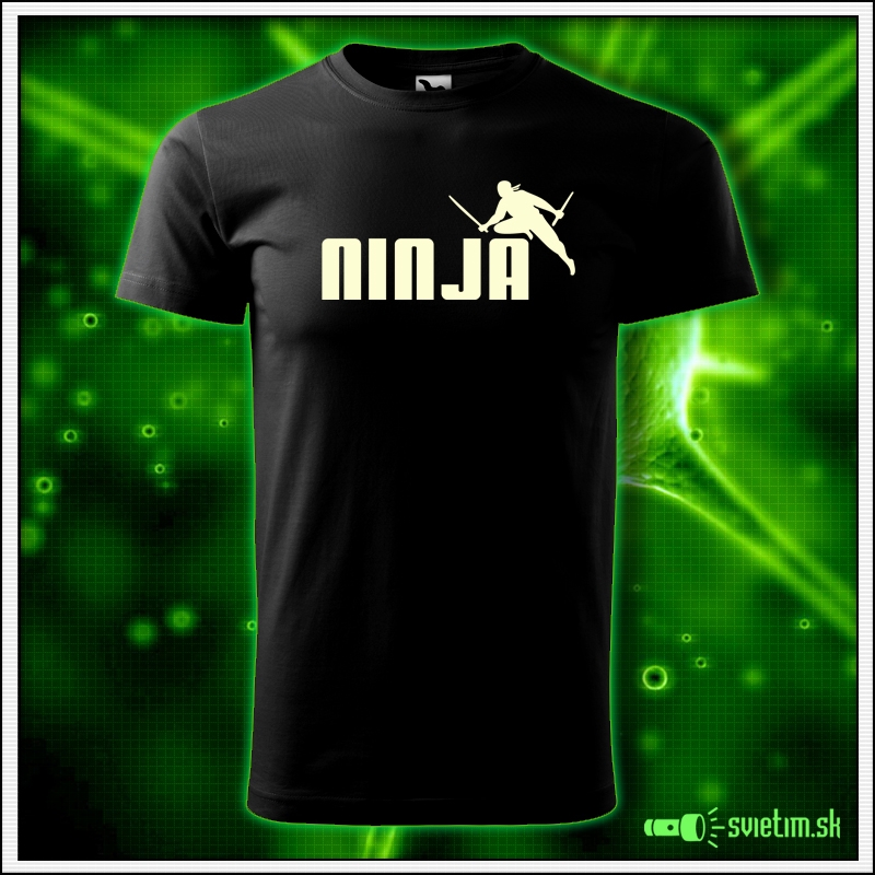 Svietiace detské tričko Ninja, čierne vtipné tričko