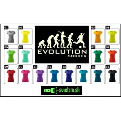 dámske farebné svietiace tričko Evolúcia futbalu, vtipné tričká s potlačou