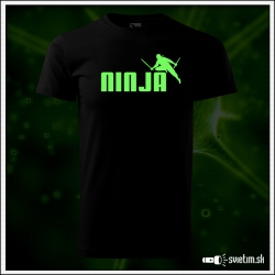 Originálne detské čierne svietiace tričko Ninja