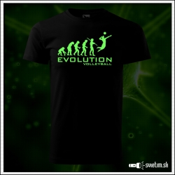 Originálne čierne svietiace tričko s motívom Evolution volleyball