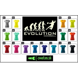 dámske farebné svietiace tričko Evolúcia hádzanej, vtipné tričká s potlačou