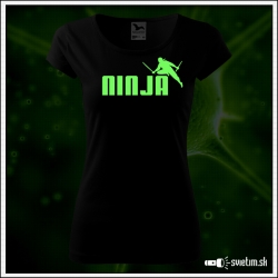 Dámske originálne čierne svietiace tričko Ninja
