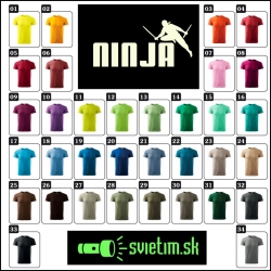 farebné svietiace tričko Ninja, vtipné tričká s potlačou