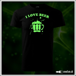 Originálne čierne svietiace tričko s motívom alkohol pre pivára