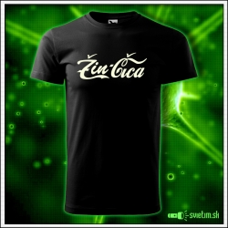 Originálne detské čierne svietiace tričko Žin-čica paródia CocaCola