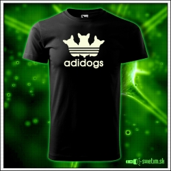 Originálne čierne svietiace tričko Adidogs paródia Adidas