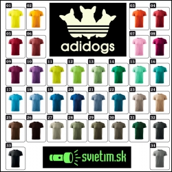 unisex farebné svietiace tričká Adidogs, vtipné tričká s potlačou