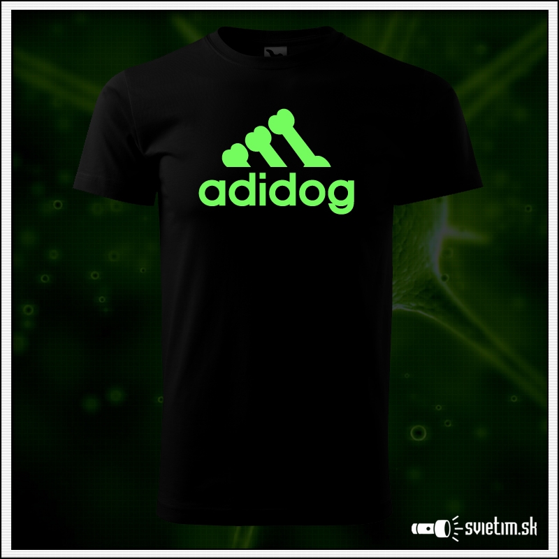 Svietiace unisex tričko Adidog paródia Adidas, čierne vtipné tričko