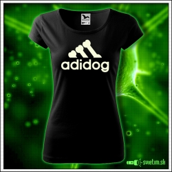 Svietiace dámske tričko Adidog, čierne vtipné tričko