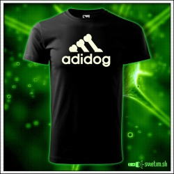 Originálne detské čierne svietiace tričko Adidog paródia Adidas