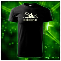 Originálne čierne svietiace tričko Adidanic paródia Adidas
