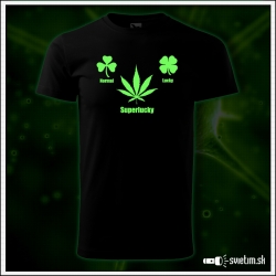 pánske vtipné svietiace tričko marihuana Superlucky cannabis humorný darček