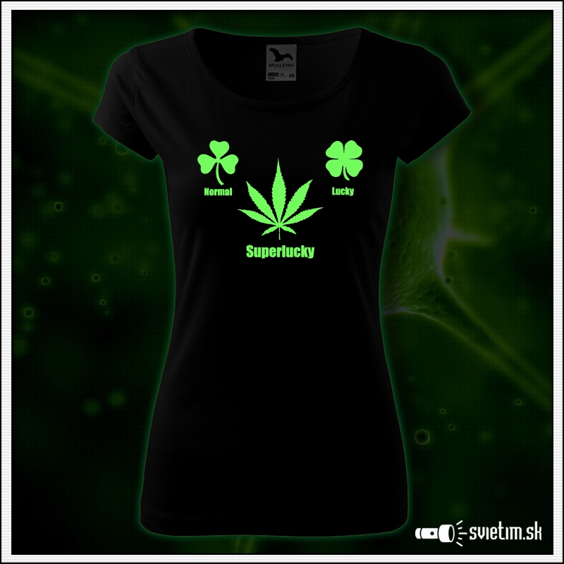 vtipné dámske tričko Superlucky marihuana vtipný darček cannabis