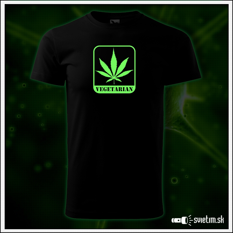 pánske vtipné svietiace tričko marihuana Vegetarian cannabis humorný darček